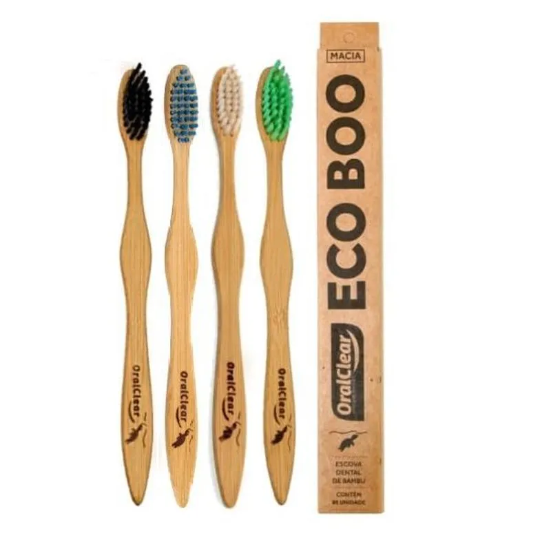 Escova De Bambu Com Cerda De Carvão Ativado Nacional Kit 50