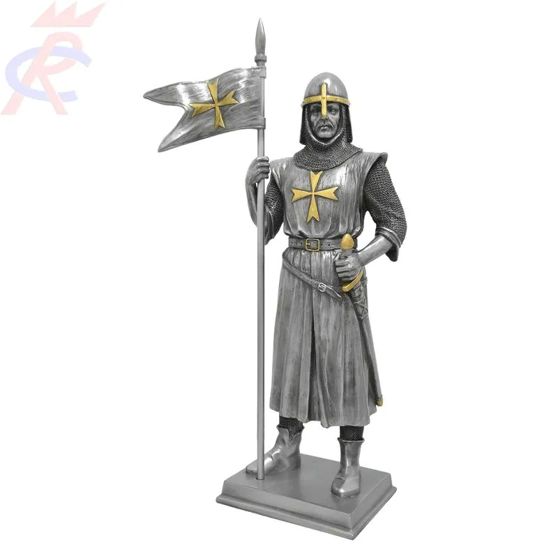 Estátua em Resina Cavaleiro Templário com Espada 30 cm