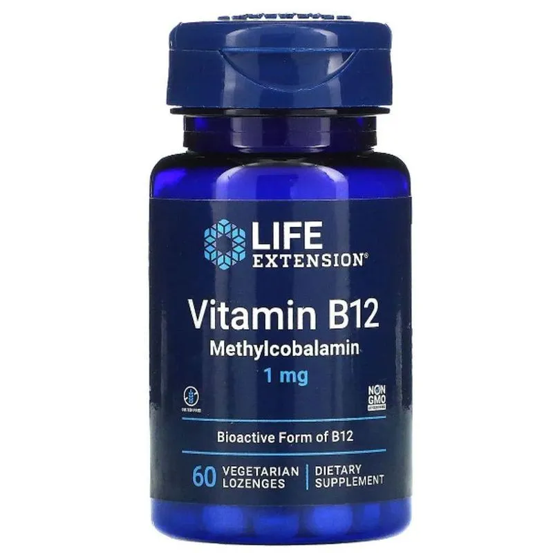 Vitamina B12, 1mg, 60 Comprimidos Mastigáveis, Life Extension