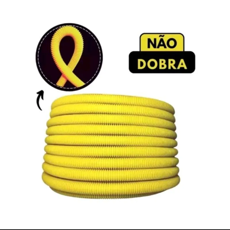 Conduíte Corrugado Amarelo 3/4 50 Metros -reforçado 006