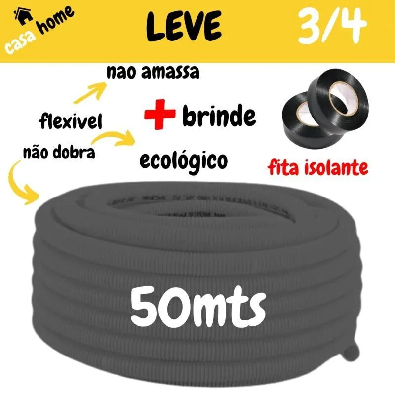 Conduíte Corrugado Cinza 3/4 50 Metros -reforçado 025