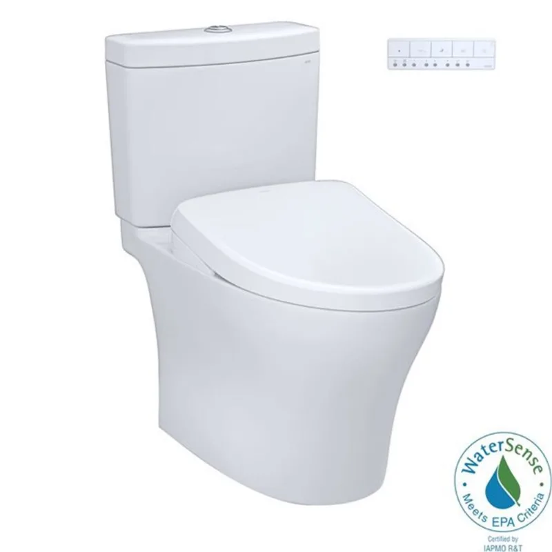 TOTO WASHLET Aquia IV Two-Piece Elongated Dual Flush 1.28/0.9 GPF Toilet and WASHLET S7 Contemporary Bidet Seat