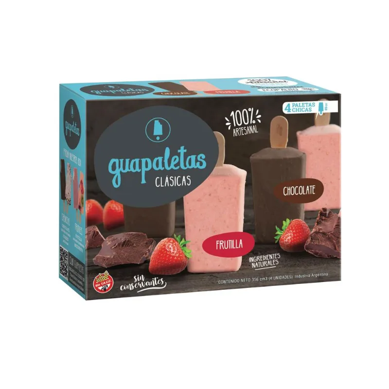 Helado Guapaletas de frutilla y chocolate Guapaletas x 4 uni