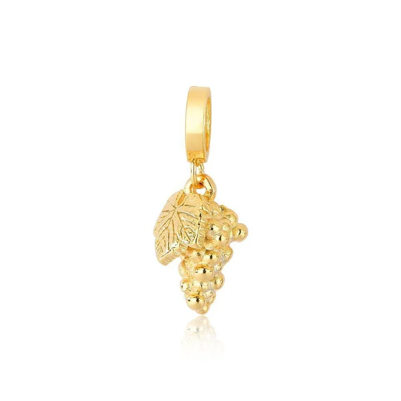 Charm Cachinho De Uvas Revestido Em Ouro