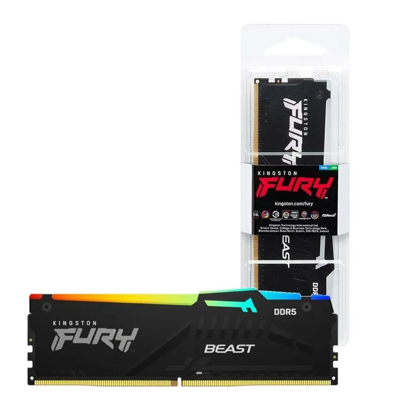 Memória Ram Desktop Ddr5 Kingston Fury Beast Rgb 16gb 5200mh