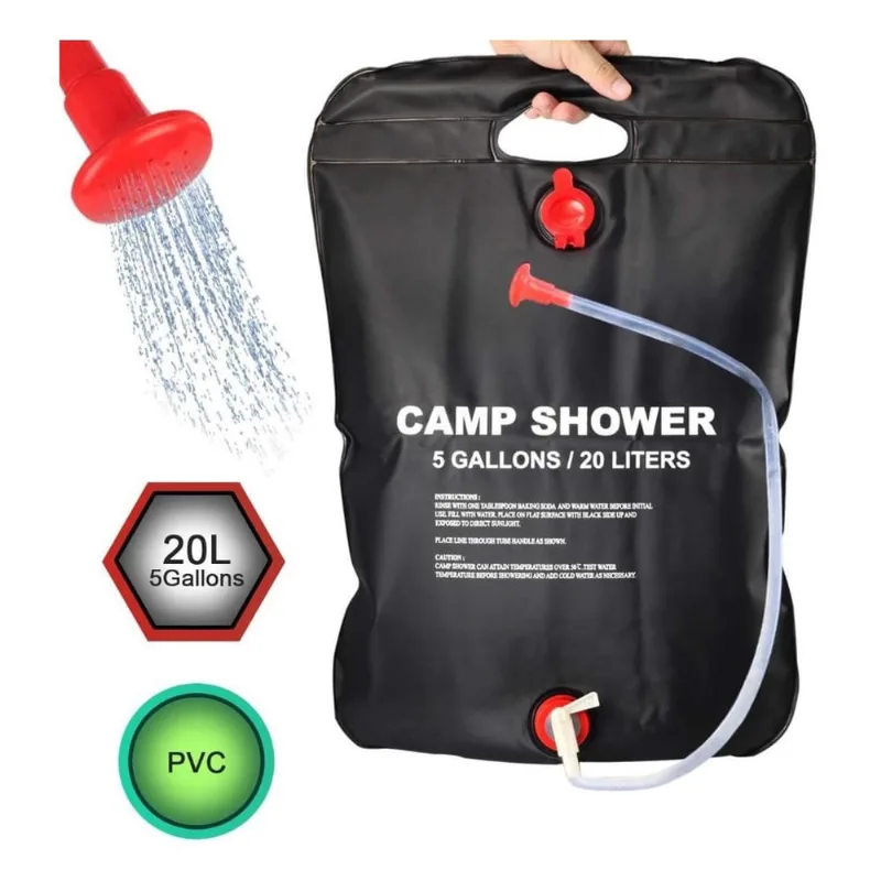 Ducha solar portátil 20L com aquecimento para camping praia pesca chuveiro completo shower camp