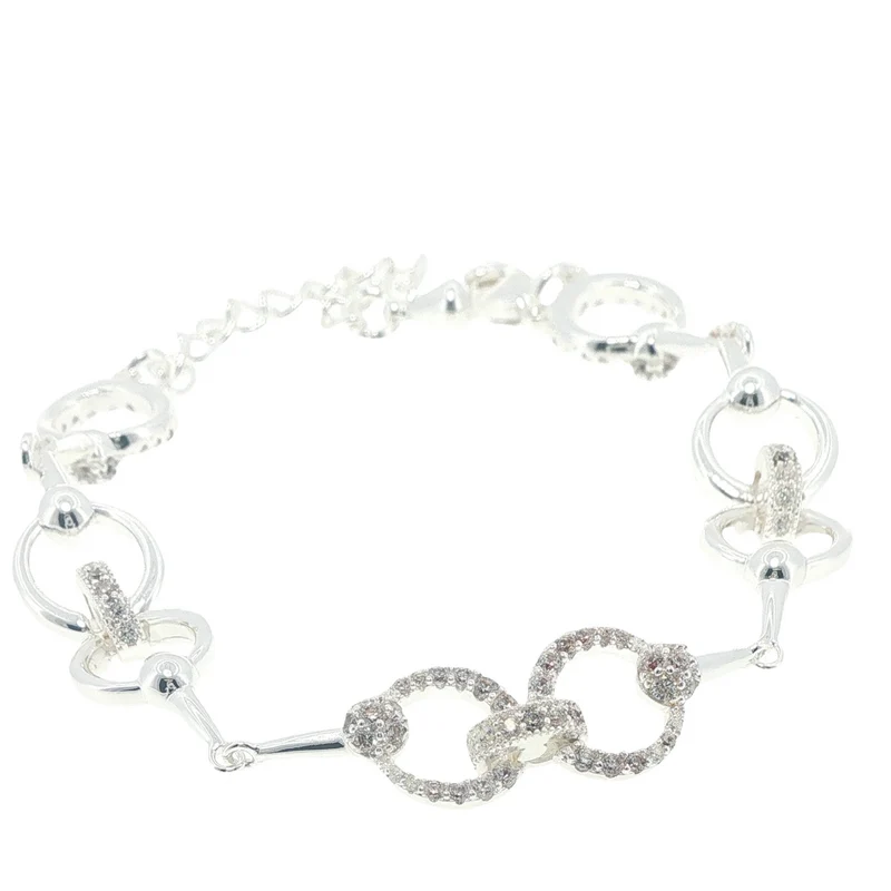 Equestrian Jewelry Brass Snaffle Bit Bracelet Silver / One Size