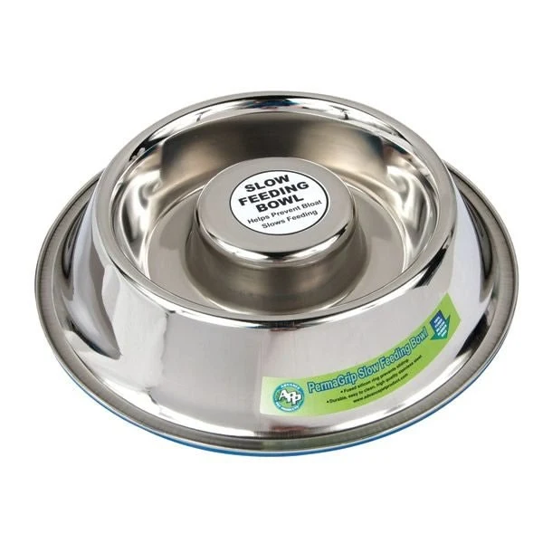 SS Anti-Skid Slow Feed Bowls Stainless Steel / Large