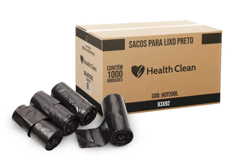 Saco Para Lixo Fino 200 L Preto (Caixa C/1000 Unds) - Health Clean
