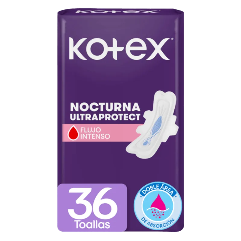 Toalla Femenina Kotex Nocturna|36 Unidades Toalla Nocturna Kotex Tela 36 Unidades