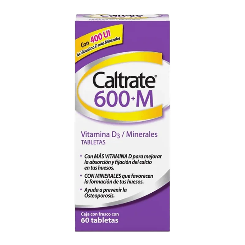 Caltrate 600+M|Vitamina D3 y Minerales|60 Tabletas