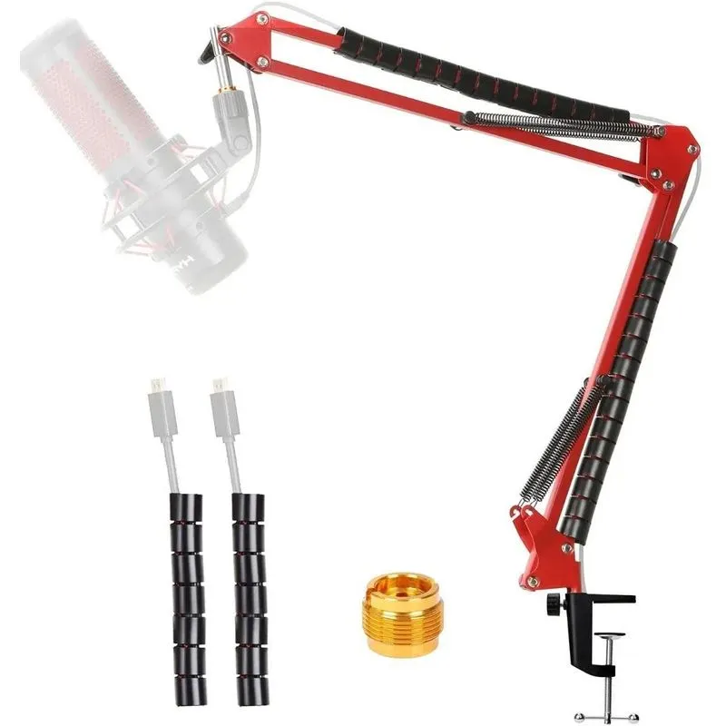 Kit Braço Articulado Vermelho Preto Microfone Hyper X