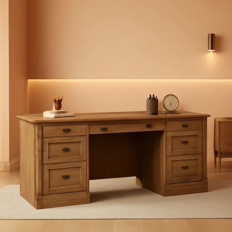 Palladia Executive Desk 65 Inch Vintage Oak Surface Vintage Oak