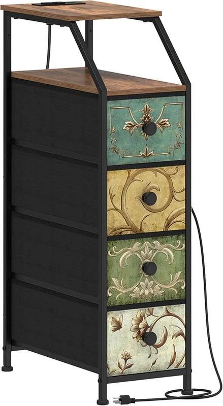 Narrow Tall Dresser With Integrated Charging Station