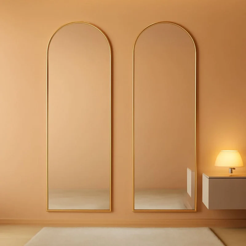 Door Mirror 14 By 48 Inches Gold Hanging Over The Door Gold-Arched / 48"L X 14"W