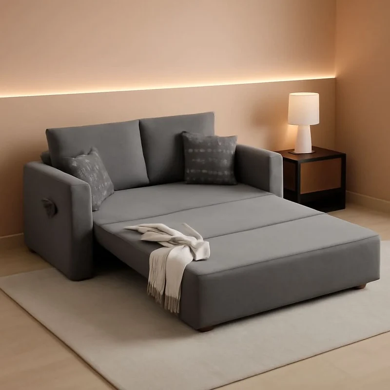 Light Grey Eighty Seven Inch Convertible Sleeper Sofa Light Grey / 62.9" Wide Pull Out Sofa Bed