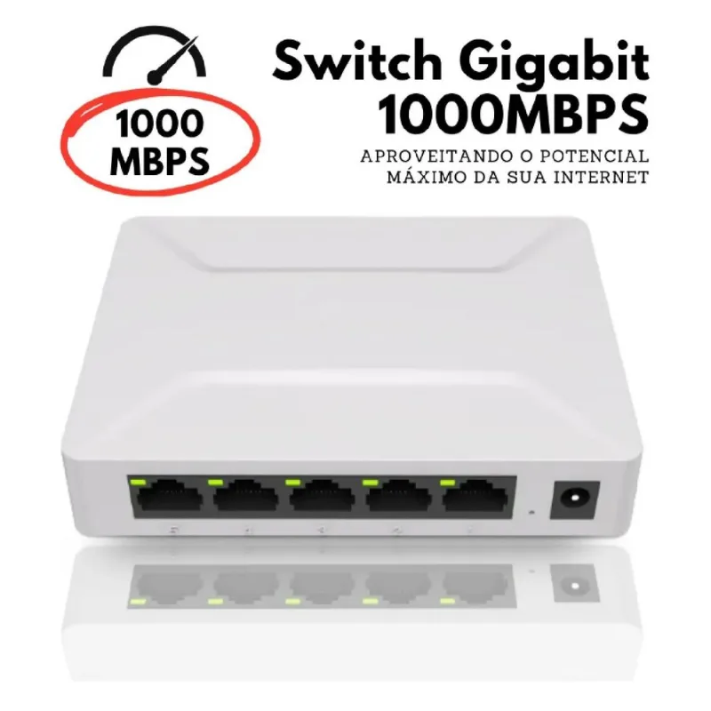 Switch 5 portas Gigabit de rede 1000mbps rj45 bivolt FY