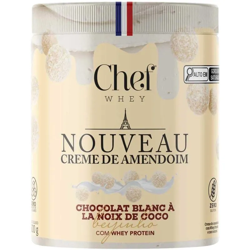 Creme De Amendoim Sem Açucar Chef Whey 600g Sabor Beijinho