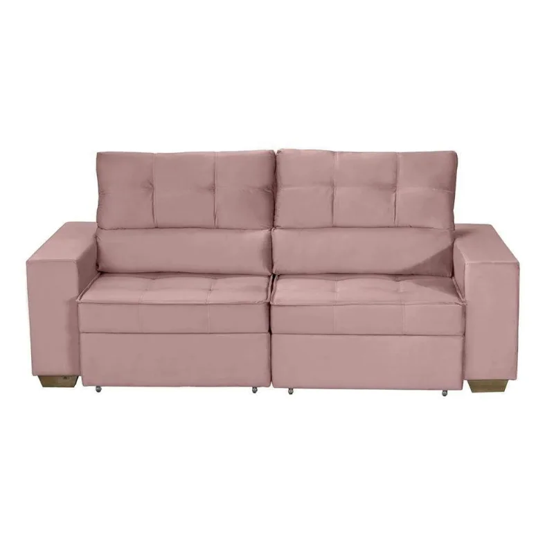 Sofá Baú San Marino Retrátil E Reclinável 3 Lugares Sofatec Rose