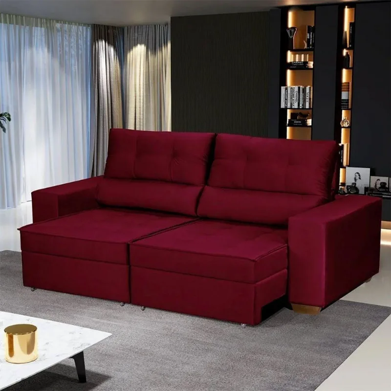 Sofá Baú San Marino Retrátil E Reclinável 3 Lugares Sofatec Vermelho