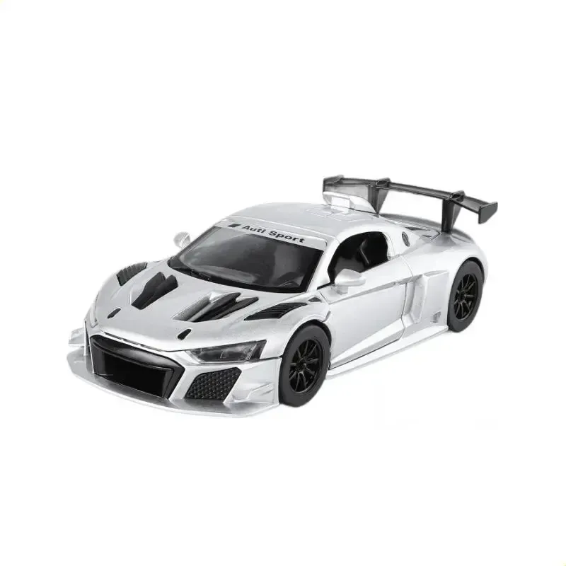 Carrinho Miniatura Audi R8 Lms Gt2 1:24 Som E Luzes Em Metal Prateado