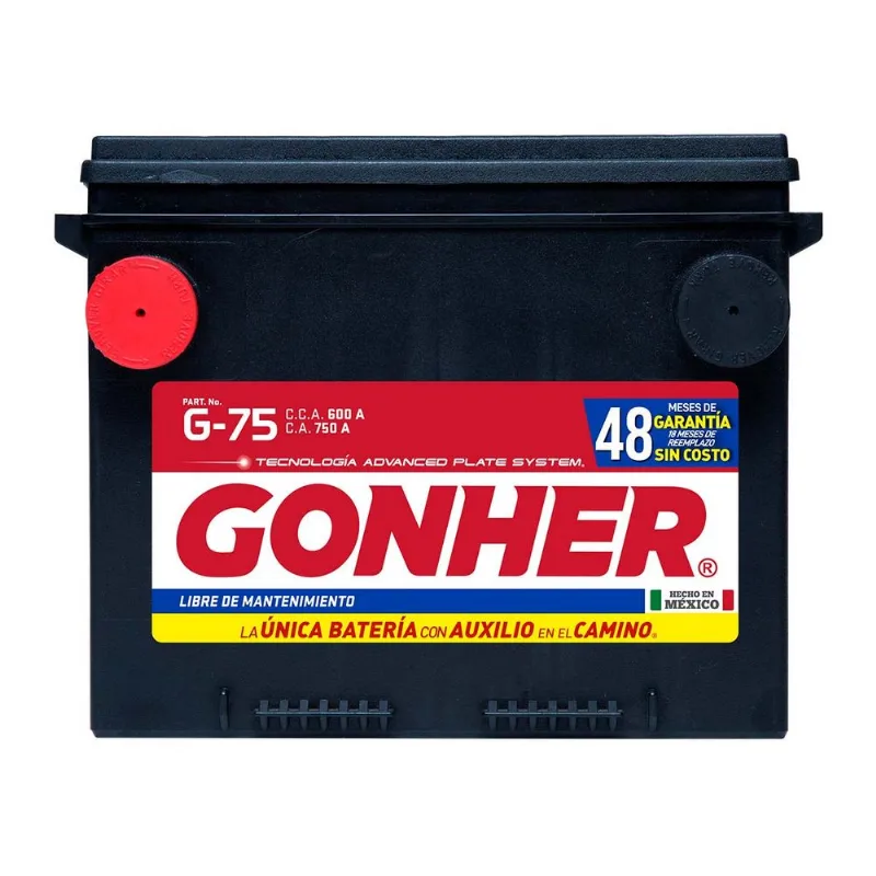 Batería de automóvil Gonher negro g-75-600