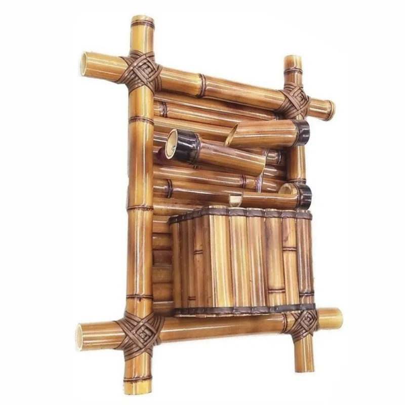 Fonte Bambu Grande De Parede Com 3 Quedas Com Luz Colorida