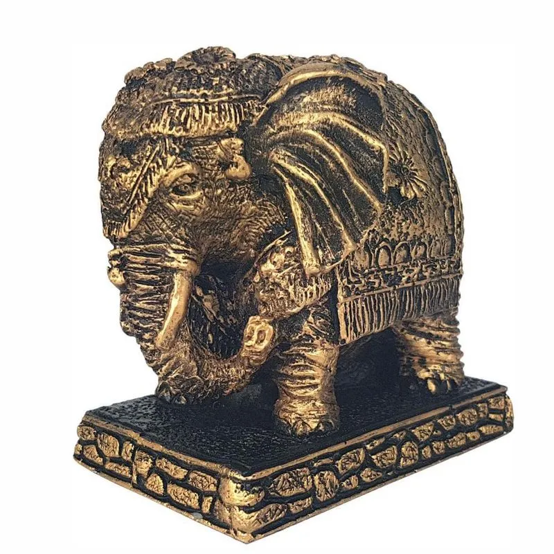 Elefante Indiano Estatua Na Base Resina Pequeno