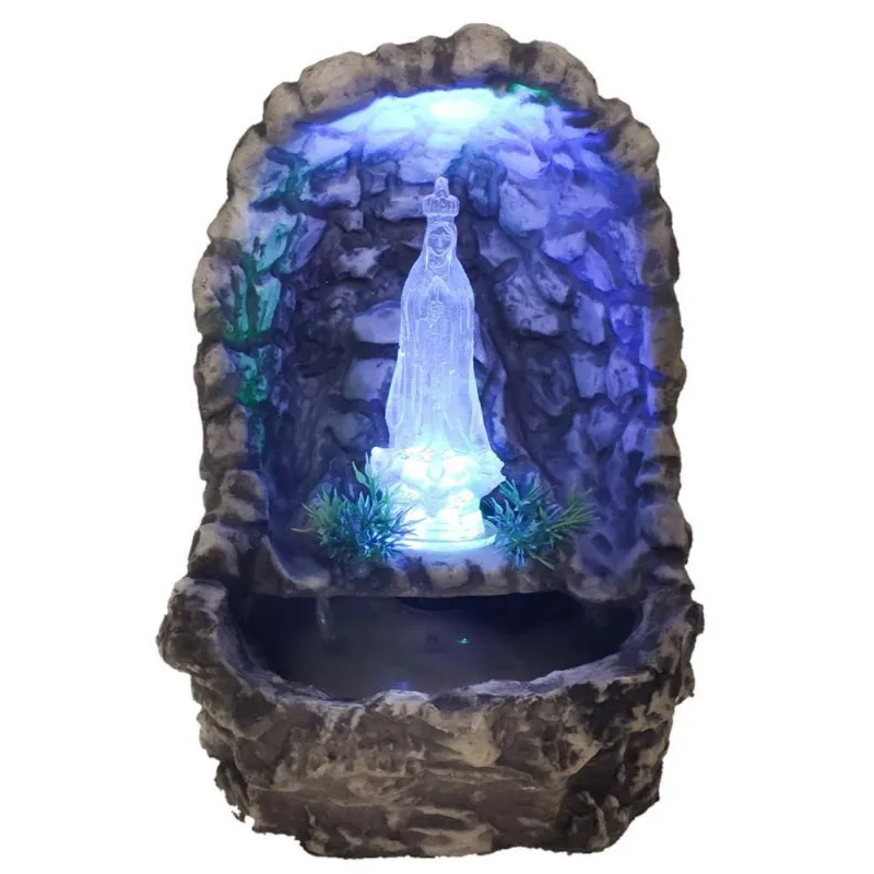 Fonte De Água Nossa Senhora De Fátima Gruta Com Luz Colorida