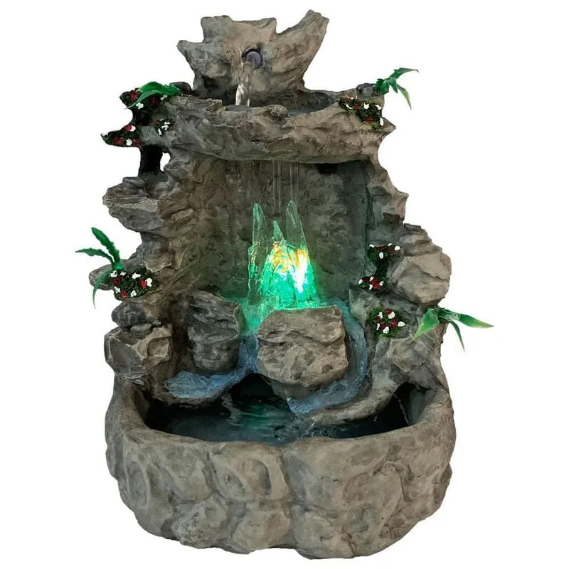 Fonte De Água Cascata Cristal Com Luz Colorida Prime Bivolt
