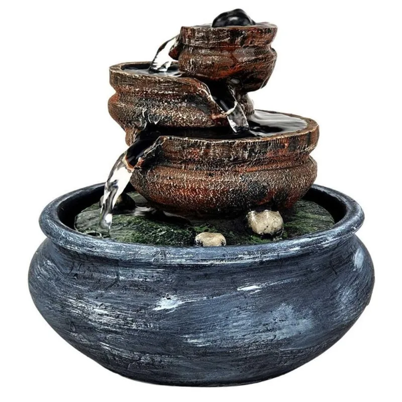 Mini Fonte Agua 3 Quedas Cascata Fengshui Mesa Decorativa