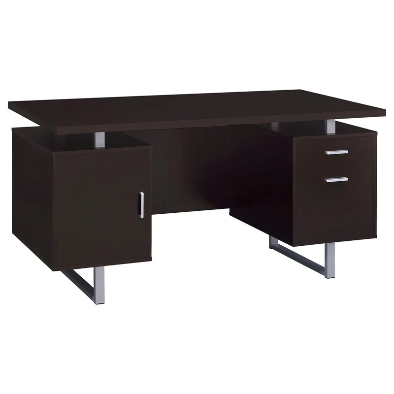 2 Drawer Floating Top Office Desk Dark Brown