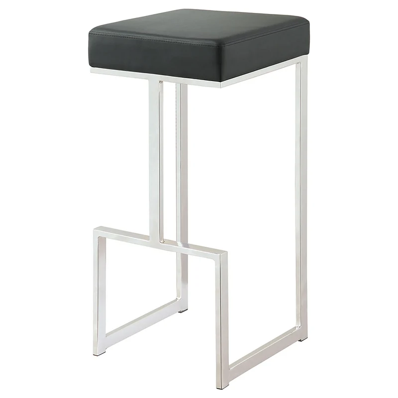 Upholstered Bar Stool With High-Shine Legs Black