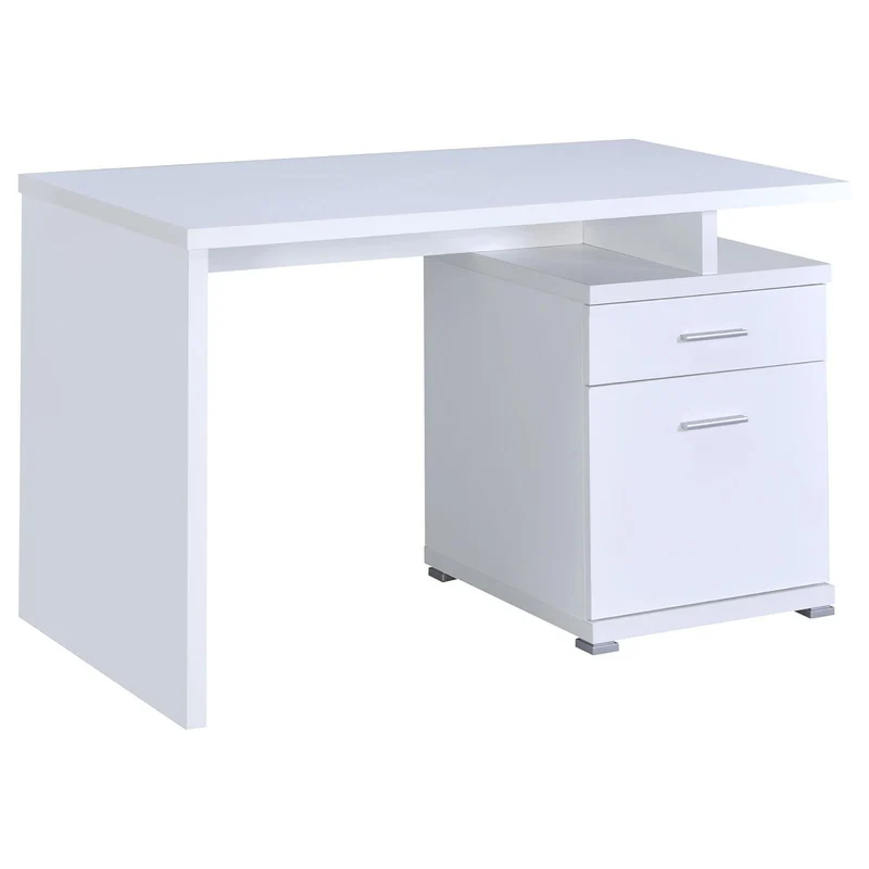 2 Drawer Reversible Office Desk With Modular Design White