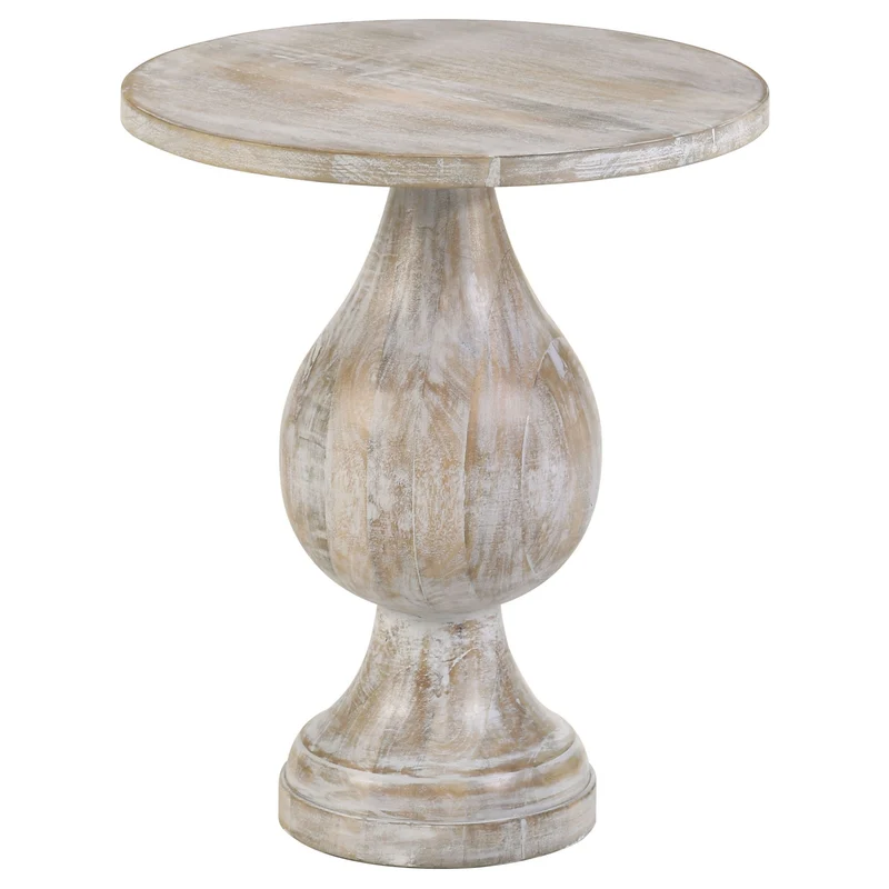 Pedestal Accent Elegant Round Top Table Light Brown