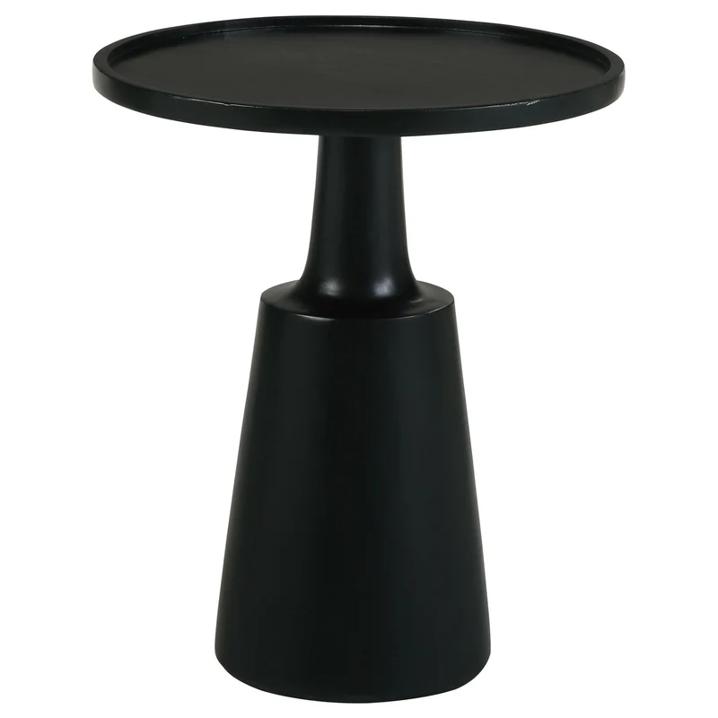 Pedestal Accent Table With Round Lipped Top Black