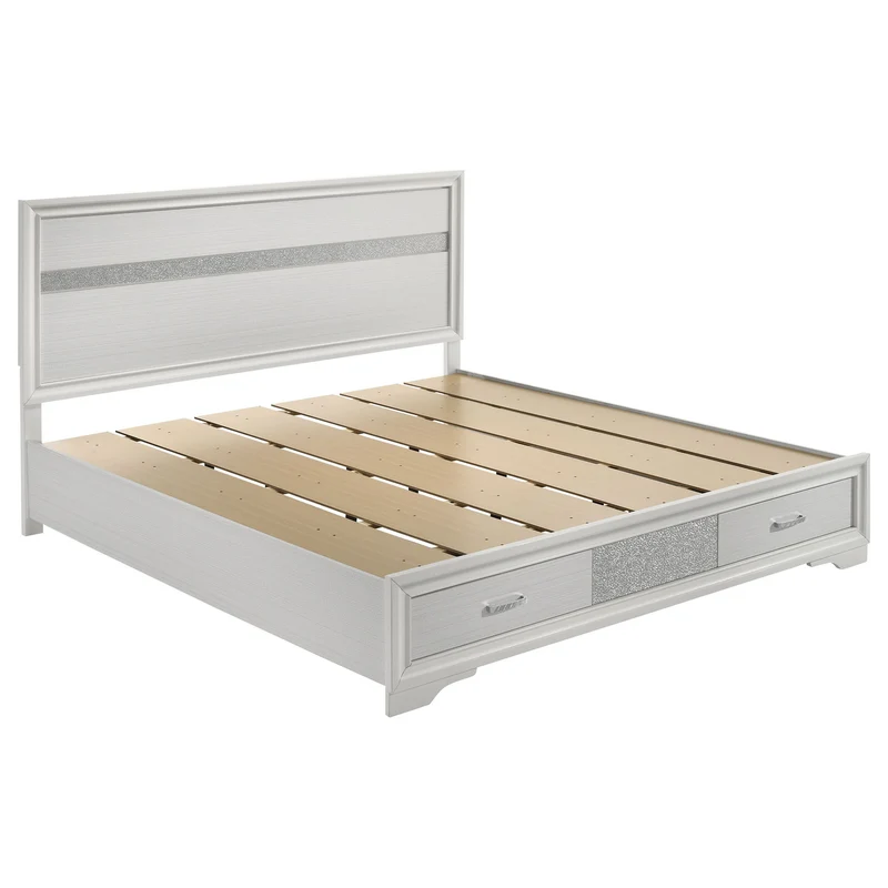 Storage Platform Bed 2 Drawer White / King