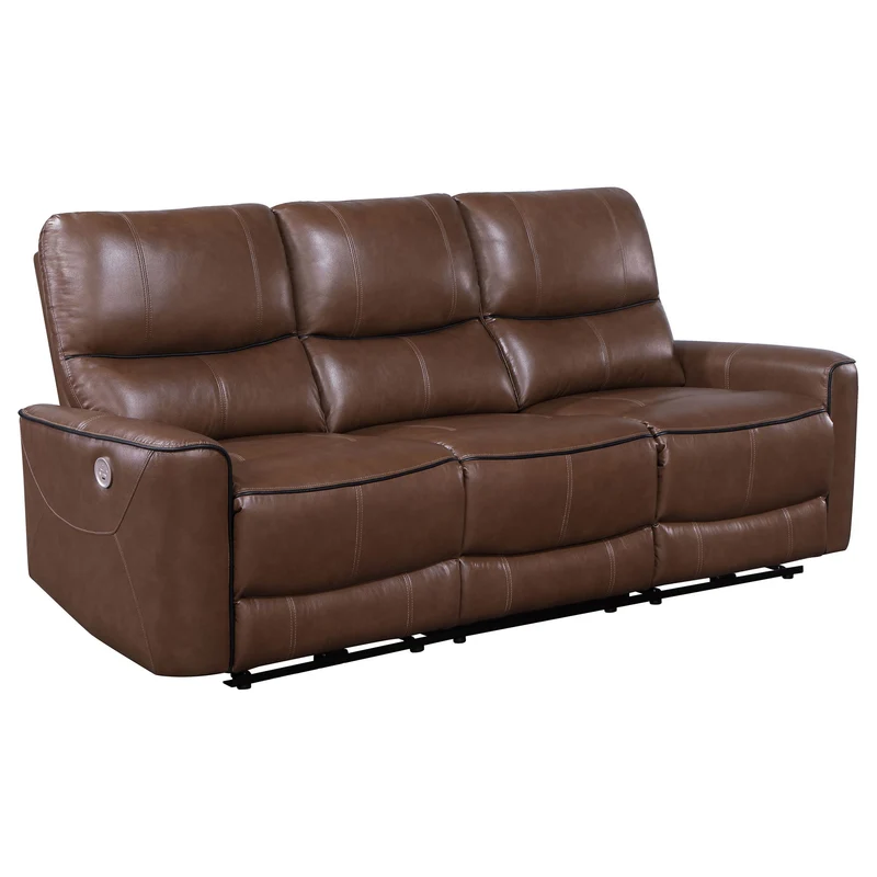 Ashland - Power Reclining Sofa With USB Charging Dark Brown