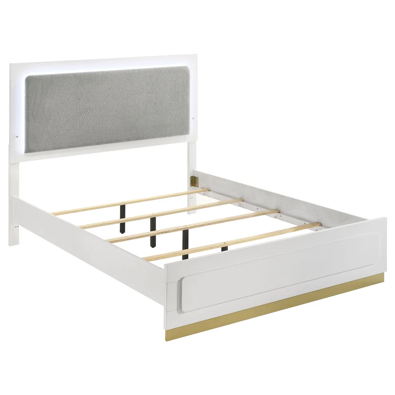Sophia - Panel Bed With LED Headboard White / King