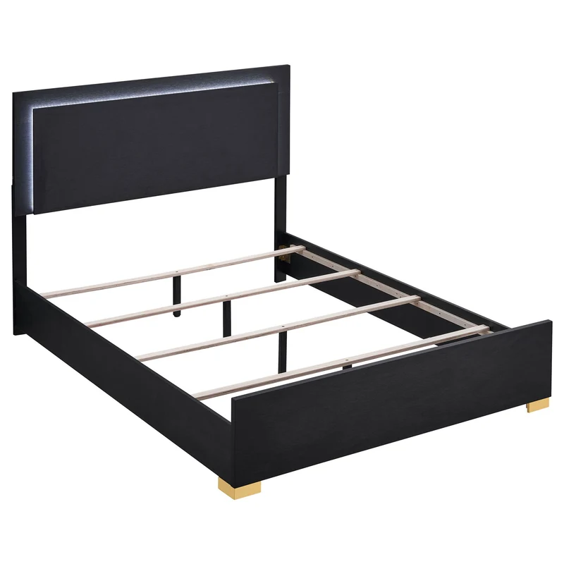 Medici - LED Bedroom Set Black / 4 Pc. Bed, Nightstand, Dresser, Mirror / Twin