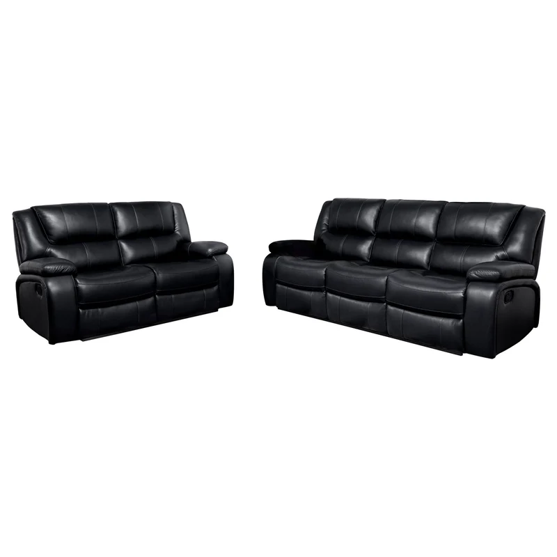 Elodie - Reclining Sofa Set With Manual Recline Black / 2 Pc. Sofa, Loveseat