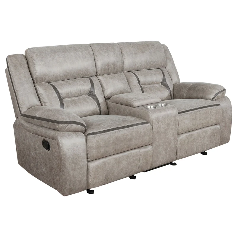 Brazelton - Glider Loveseat With Console Light Brown