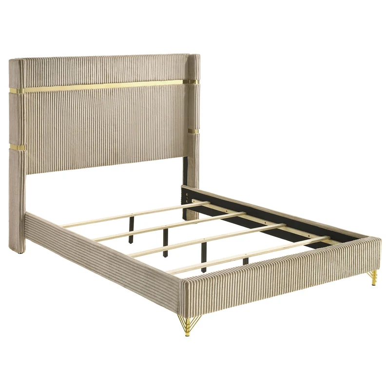 Malcolm - Bedroom Set With Wingback Design White / 5 Pc. Bed, Nightstand, Chest, Dresser, Mirror / Queen