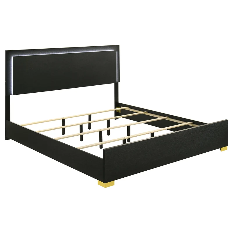 Jeremiah - Bedroom Set With LED Headboard Black / 5 Pc. Bed, Nightstand, Chest, Dresser, Mirror / King