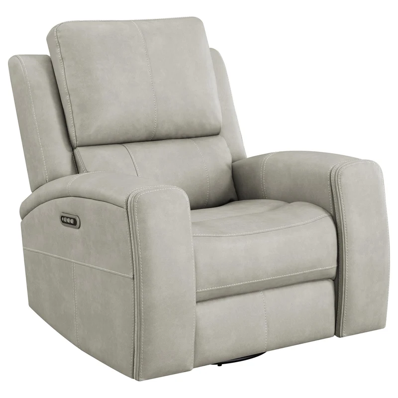 Boyce - Triple Power Swivel Recliner With Independent Adjustments Light Gray