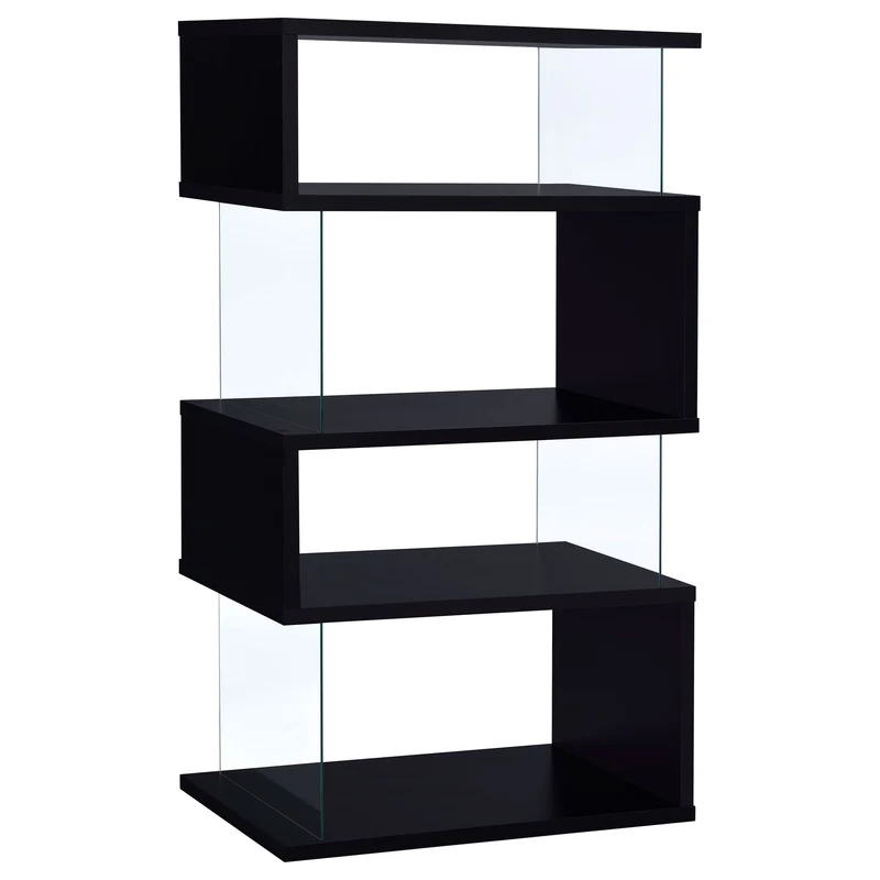 Elias - 4 Shelf Bookshelf With Zigzag Design Black
