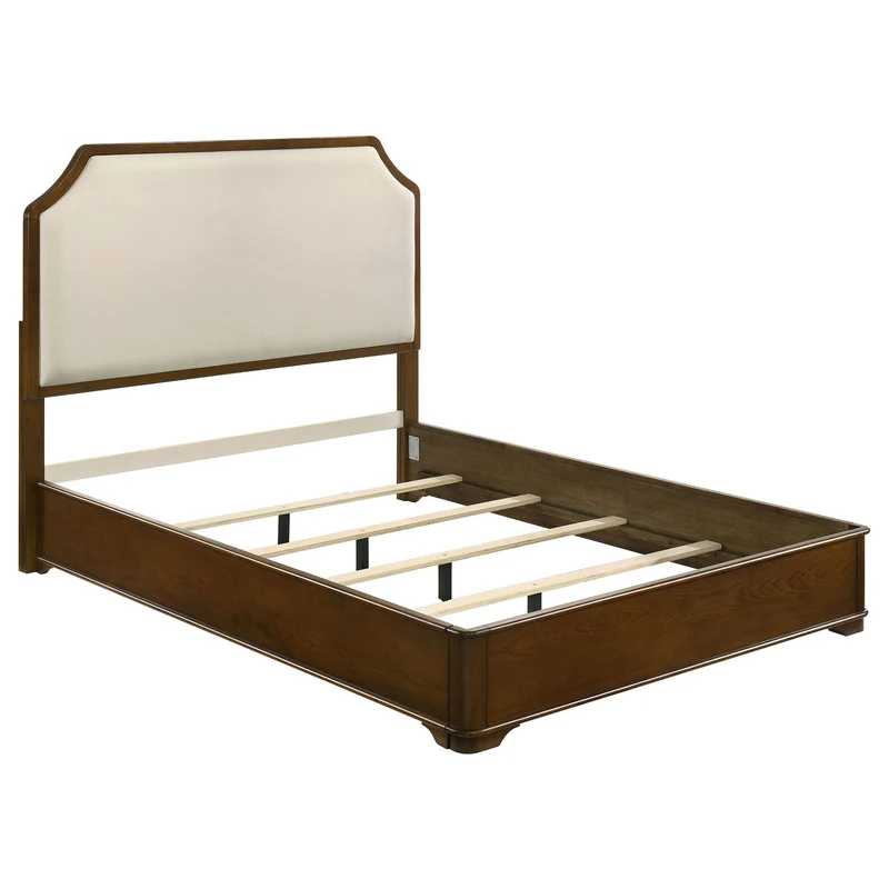 Leonide - Panel Bed With Upholstered Headboard Dark Brown / Queen