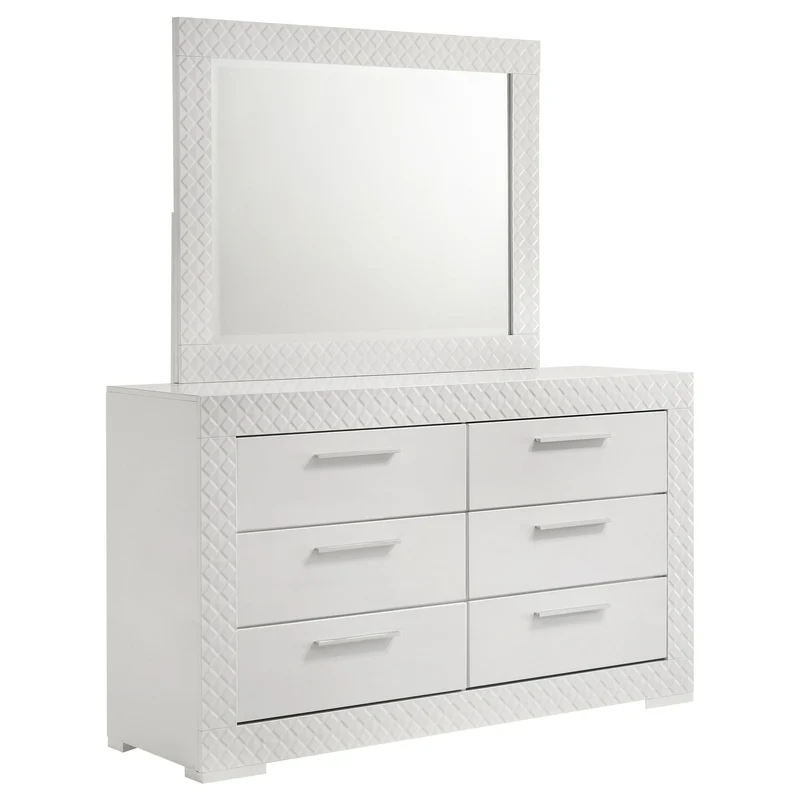 Pierce - 6 Drawer Dresser And Mirror White