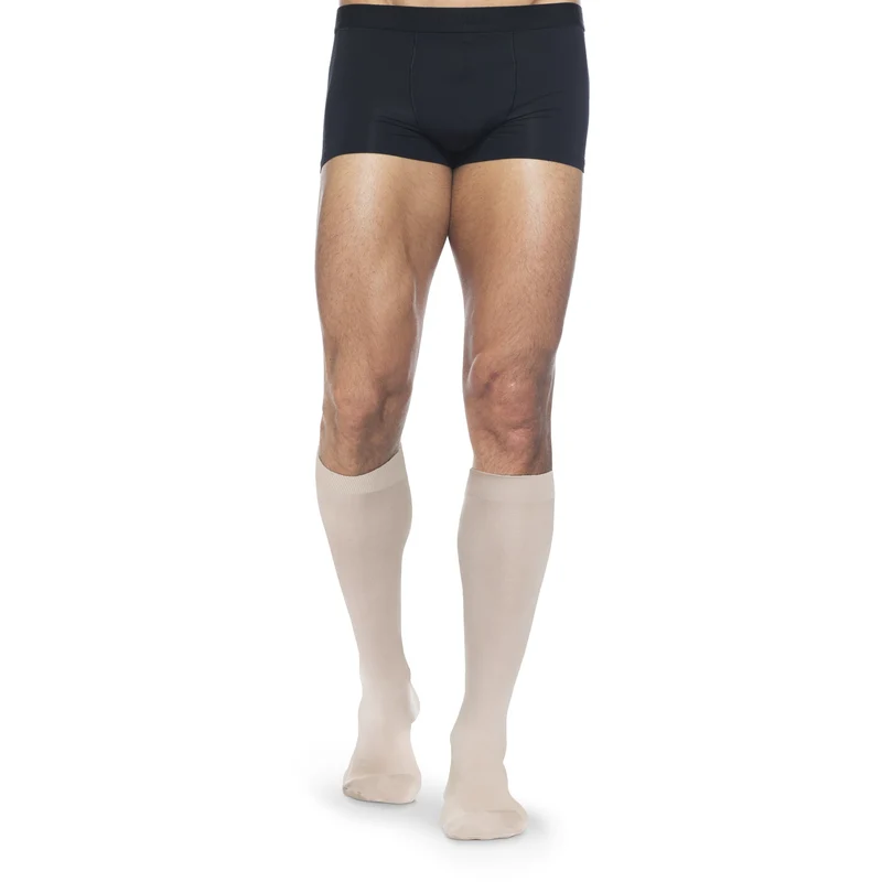 Dynaven Opaque Ribbed Men's Knee High 15-20 mmHg ML / Light Beige
