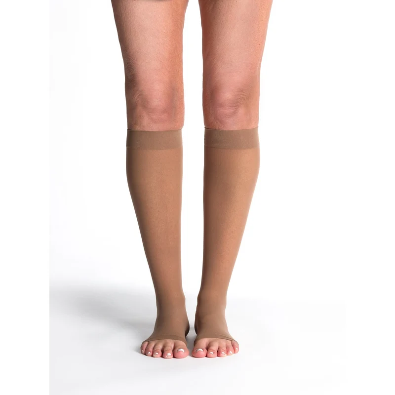 Sigvaris Sheer Women's Knee High 15-20 mmHg, Open Toe MS / Café